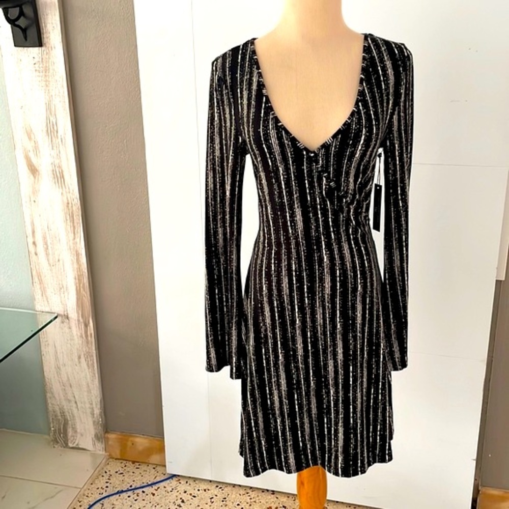 Tart Black/white faux wrap dress.NWT S